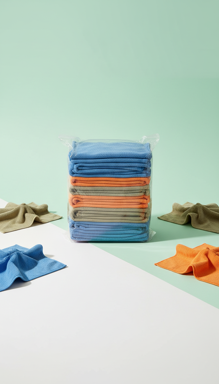 Bulk pack microfiber cleaning cloths